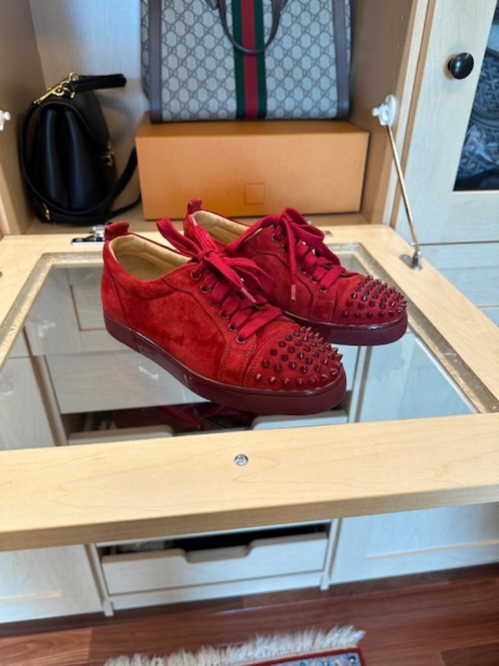 CHRISTIAN LOUBOUTIN RED SUEDE SIZE 37.5